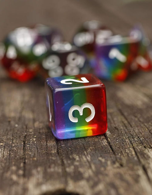 Load image into Gallery viewer, Polyhedral DND Dice Set RPG Rainbow Dice for Dungeons and Dragons(D&amp;D) Role Playing Game,Mtg,Pathfinder,Table Game,Math Games Dice Set with Dice Pouch
