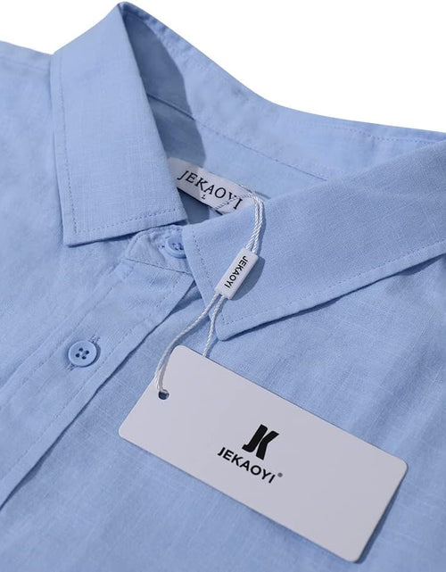 Load image into Gallery viewer, Mens Long Sleeve Casual Cotton Linen Shirts Buttons down Summer Solid Plain Beach Yoga T Shirts
