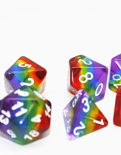 Load image into Gallery viewer, Polyhedral DND Dice Set RPG Rainbow Dice for Dungeons and Dragons(D&amp;D) Role Playing Game,Mtg,Pathfinder,Table Game,Math Games Dice Set with Dice Pouch
