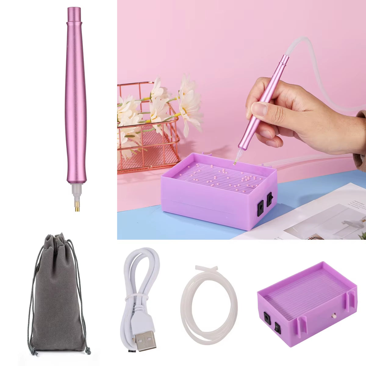 DIY Craft Electric Diamond Art Painting Pen Large Capacity Long-Lasting and Stable Vacuum Diamond Painting Pen Kits