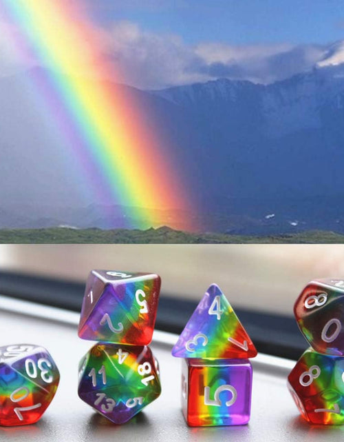 Load image into Gallery viewer, Polyhedral DND Dice Set RPG Rainbow Dice for Dungeons and Dragons(D&amp;D) Role Playing Game,Mtg,Pathfinder,Table Game,Math Games Dice Set with Dice Pouch
